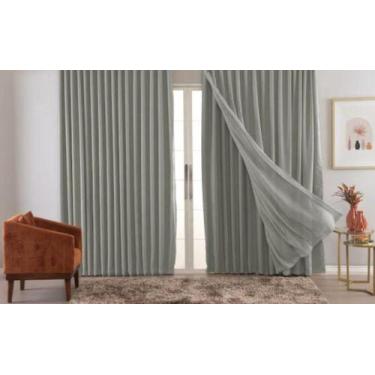 Imagem de Cortina Trilho Suiço Blackout Com Linho Cinza 5.00 X 2.90 - Vigui