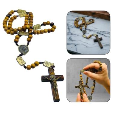 Imagem de Terço Mistérios Do Rosário Medalha São Bento Imbuia Ouro Velho