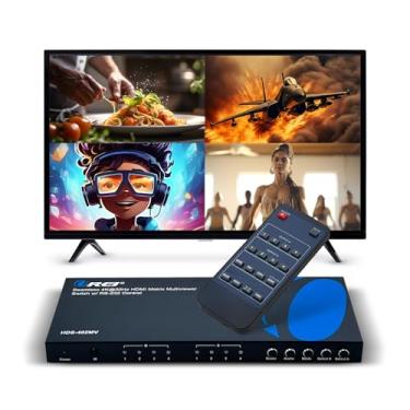 Imagem de OREI Visualizador Quad Multi Hdmi 4 Entradas E 2 Saídas, Portas De Comutador Matriz, Comutação Contínua Controle Remoto Ir Com Suporte Para 4K Pip Ps5/Pc/Dvd/Câmera Segurança, Rs-232 Saída Óptica -