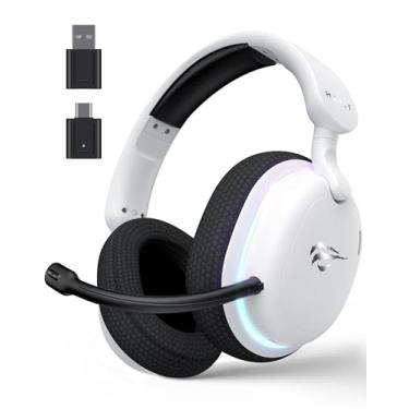 Imagem de Havit Fone de Ouvido Gamer Five-Mode Fuxi-H7 White Black, Sem fio e Com Fio, Wireless 2,4GHz, Bluetooth, USB, Cabo 3,5mm, Falante de 40 mm, Microfone Destacável com Cancelamento de Ruído