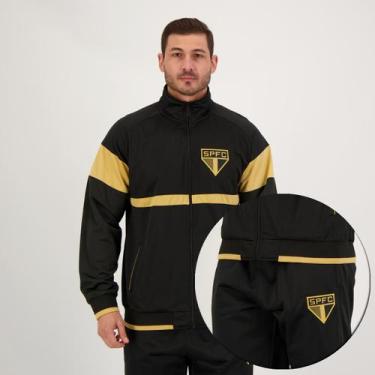 Imagem de Agasalho São Paulo Trilobal Preto e Dourado - Spr, P