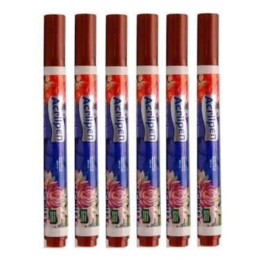 Imagem de Caneta Para Tecido Acrilpen 6 Unidade - Acrilex - Pintura Permanente e Personalização É Ideal Para Personalizar E Detalhar Seus Projetos De Tecido Com Precisão E Durabilidade (531 Marrom)