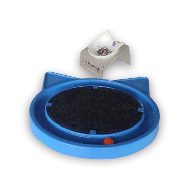 Imagem de Kit Comedouro Elevado Transparente + Brinquedo Interativo com Bolinha 