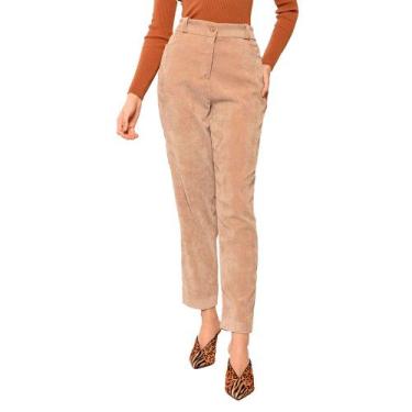 Imagem de Calça Feminina Biamar Reta Veludo Cotelê Bege Claro, Bege claro, G