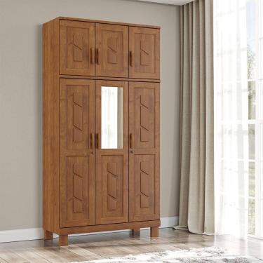 Imagem de Guarda Roupa Bipartido 6 Portas com Espelho Linha Cobre 1274C Castanho Finestra