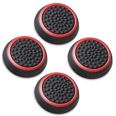 Imagem de Capa para polegar de silicone Joystick com aderência analógica, capa para PS4 PS3 Xbox One Xbox 360 Wii U NS Pro Controller (preto-vermelho)