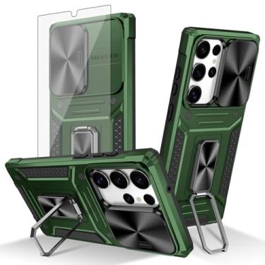 Imagem de Asuwish Capa de celular para Samsung Galaxy S24 Ultra 5G com capa deslizante para câmera de vidro temperado, suporte de anel, resistente, fino, protetor de celular S24Ultra 24S S 24 24Ultra feminino