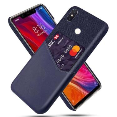 Imagem de Capa para Xiaomi Mi 8 Se,Tela e tampa de couro PU,Antideslizante,360°cobertura completa à prova de choque com 1 slot de cartão atrás,Prevenção de queda-Blue