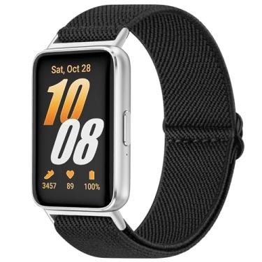 Imagem de Pulseira de relógio elástica compatível com Samsung Galaxy Fit 3, pulseira de substituição de nylon elástico macio para acessórios de smartwatch Galaxy Fit 3 SM-R390 (preto)