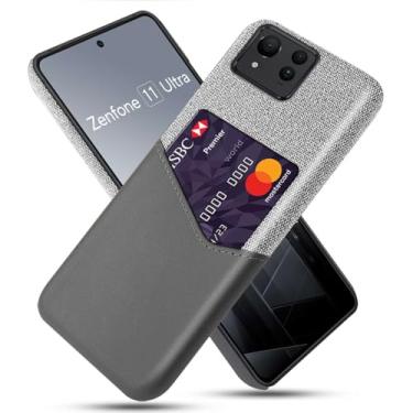 Imagem de Capa para ASUS Zenfone 11 ULTRA,Tela e tampa de couro PU,Antideslizante,360°cobertura completa à prova de choque com 1 slot de cartão atrás,Prevenção de queda-Gray