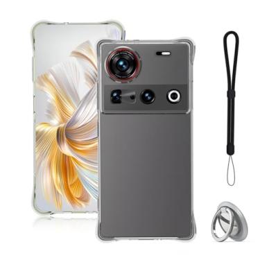 Imagem de NOUKAJU Capa para Nubia Z70 Ultra, capa de telefone, capa transparente, capa protetora de quatro cantos, capa protetora de TPU, função de suporte, suporte ajustável, capa protetora para Nubia Z70
