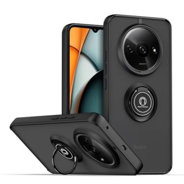 Imagem de QUIETIP Capa compatível com Xiaomi Redmi A3 com protetor de tela, TPU + PC rígido à prova de choque anel magnético capa de suporte de carro, preta