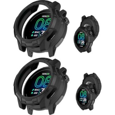 Imagem de Pacote com 2 capas para relógio esportivo GPS COROS PACE Pro, NOUKAJU Smartwatch, material TPU, fácil de instalar, à prova de quedas, macia, capa protetora para COROS PACE Pro (preto + preto)