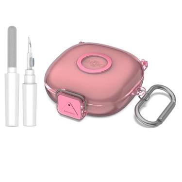 Imagem de [Trava segura] para capa SHOKZ OpenFit 2, capa protetora TUDIOW transparente TPU à prova de choque para novos acessórios de fones de ouvido SHOKZ OpenFit 2 com kit de limpeza e chaveiro (rosa claro)