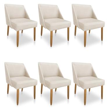 Imagem de Kit 06 Cadeiras Poltrona Juliana Suede Pés Palito Castanho - Pallazio