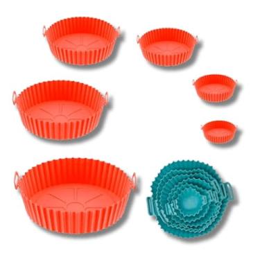 Imagem de Kit 6 Formas De Silicone Para Air Fryer Reutilizável Resistente Ao Calor Antiaderente Universal Para Fritadeira Elétrica
