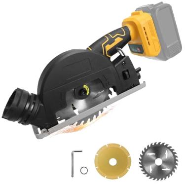 Imagem de Mini serra circular sem fio para bateria Dewalt 20 V, serras circulares sem escovas de 10 cm, serra circular pequena de 12000 RPM, 2 lâminas, profundidade de corte de 20 mm para metal, madeira