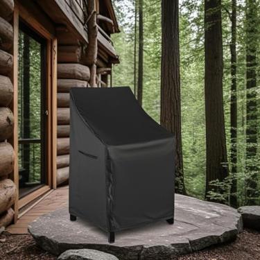 Imagem de RosieLily Capa Para Cadeira De Pátio Com Encosto Alto, Banco Bar Externo, Preta, Pacote 1, 70 Cm Largura X 93 Profundidade 125 Altura