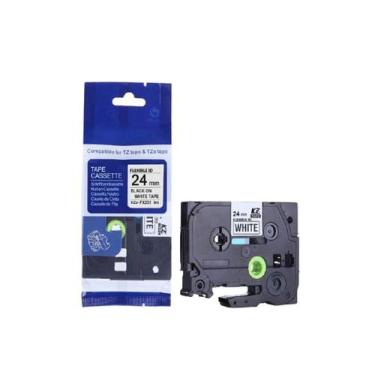 Imagem de Fita Flexível Compatível Brother Tz Tze FX251 Branca Letra Preta 24mm 