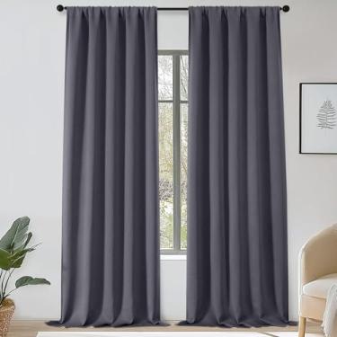Imagem de OWENIE Sally Cortinas blackout extra cinza 300 cm de comprimento, conjunto de 2 painéis para quarto, sala de estar, cortinas de tratamento de janela com isolamento térmico sólido, 2 peças cada L 120 x