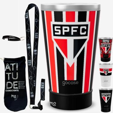 Imagem de KIT Copo Térmico GOCASE Vibe 470ml do SÃO PAULO com Tirante, Eco Saqui