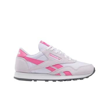 Imagem de Reebok Tênis infantil clássico de couro Step N' Flash 2.0 para meninas, Branco/azul Y2k, 15