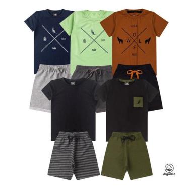 Imagem de Kit 10 Peças Conjunto Infantil Masculino Roupa Menino Verão Estampa Si