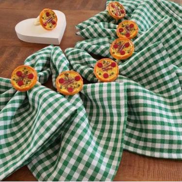 Imagem de Kit 12 Guardanapos de Tecido 40x40 cm Xadrez Verde Oxford - Criarte Op