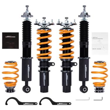 Imagem de maXpeedingrods Coilover for BMW 3 Series E46 1998-2007 318i 330i 325i 328i 318d 320d 320i 325i 330d, 24 Levels Damper Adjustable Shock Absorber, Height Adjustable T6 Upgraded Lowering Kit, Gold