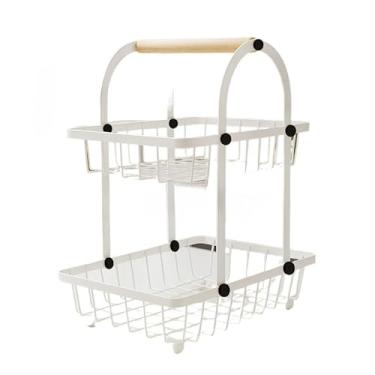 Imagem de Fruteira de Mesa 2 Andares Ferro e Bambu para Café da Manhã Multiuso de Metal Preto Cesto Organizdor(FRUTEIRA ARCO BRANCA 30X18CM)