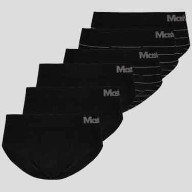 Imagem de Kit de 6 Cuecas Slip Mash Preta, M