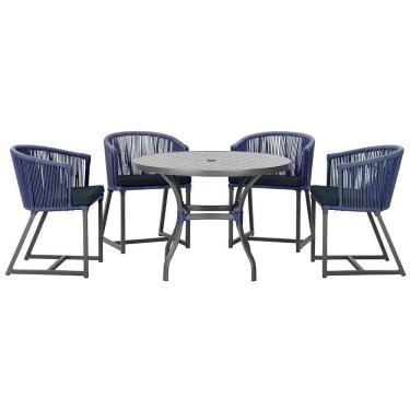 Imagem de Mesa Com 4 Cadeiras E Noronha Estofado 12 Trama autêntico Azul