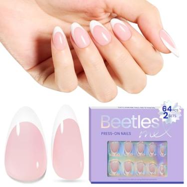 Imagem de beetles Gel Polish Unhas Francesas Com Ponta Prensada, Amêndoa, Rosa, Curta, Primer E Base Pré-Aplicados, Ajuste Perfeito Cola Natural Em 16 Tamanhos, 64 Peças Para Nail Art Faça Você Mesmo