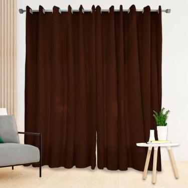 Imagem de Cortina Manu 4.00m x 2.50m Decorativa Micro Percal Ilhós Branco Sala Q