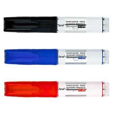 Imagem de Pincel Marcador Quadro Branco Recarregável com Refil BRW Kit C/03 Unid