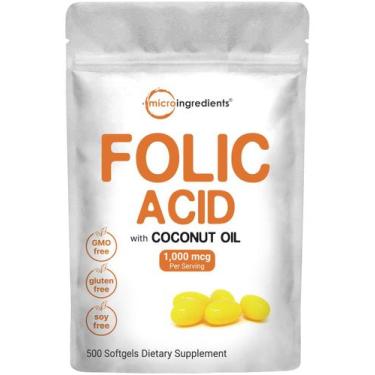 Imagem de Suplemento de microingredientes: ácido fólico, 1.000 mcg, mais óleo de