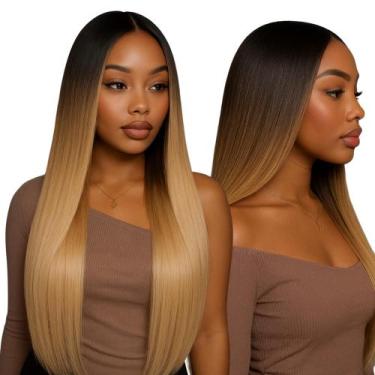 Imagem de Peruca Lace Wig Lisa Fibra Orgânica Natural 70cm Ombre Mel - Maya Hair