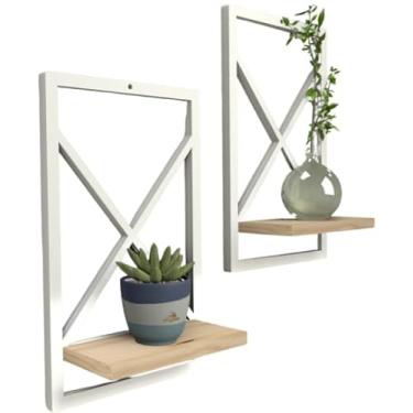 Imagem de Prateleira Estilo Industrial 23x37 cm modelo Quadro - Ideal para Sala, Quarto, Cozinha e Banheiro(BRANCO 23 x 37cm,1)