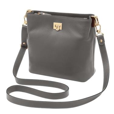 Imagem de Mariart Juá Bolsa Feminina Transversal de Couro Bovino Legítimo (Cinza)