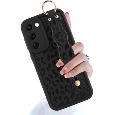 Imagem de LSL Compatível com Samsung Galaxy S23 5G, capa de telefone de silicone guepardo para mulheres e meninas, pulseira com suporte para câmera, proteção à prova de choque, capa fina de 6,1 polegadas