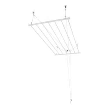 Imagem de Varal De Teto Tradicional 130cm x 07 Varetas - Em Alumínio Branco - Va