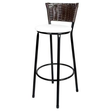 Imagem de Banqueta Alta Ratan Hawai Preta Café - Lamar Design, Laca branca
