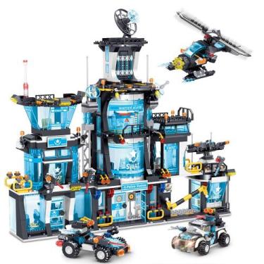 Imagem de Building Block Toy MindBox City Police Delegacia com carro e helicópte