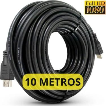 Imagem de Cabo HDMI 10 Metros Full HD 1080p Conector 19 Pinos Smart Tv Projetor 