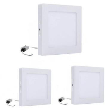 Imagem de Kit 3 Luminárias Led Plafon 24w/6500K Sobrepor Teto 28x28cm - Galaxy L