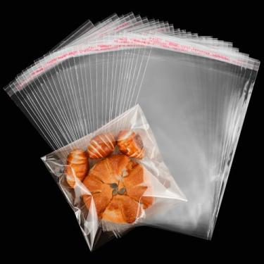 Imagem de Lhocm Sacos autovedantes transparentes para biscoitos de celofane, 12 x 17 cm, 100 peças, saco de violoncelo resselável para embalagem de biscoitos, doces, presentes, lanches e lembrancinhas