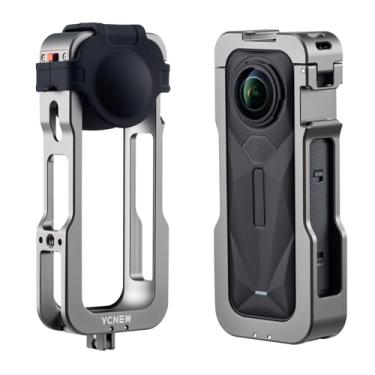 Imagem de YCNEW Gaiola para insta360 X5, moldura utilitária de liga de alumínio engrossada com capa de lente de silicone, suporta dois suportes de sapata fria, orifícios de parafuso de 0,65 cm, acessórios de