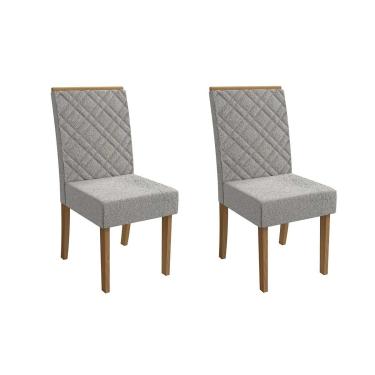 Imagem de Cadeira Sala de Jantar Gardênia 2CAD149 Madeirado Kit 2 Un Canela/Boucle Cinza - Kappesberg