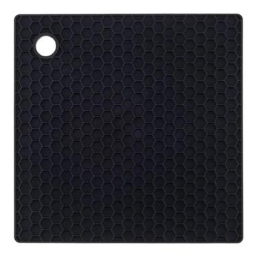 Imagem de Descanso De Panela Quadrado Silicone Preto 18cm Antiderrapante Resistente ao Calor