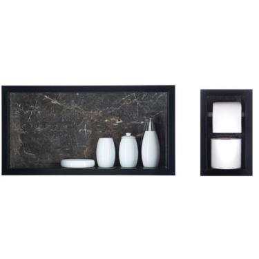 Imagem de Nicho Para Banheiro Em Porcelanato E Porta Papel Higiênico Duplo - Kit